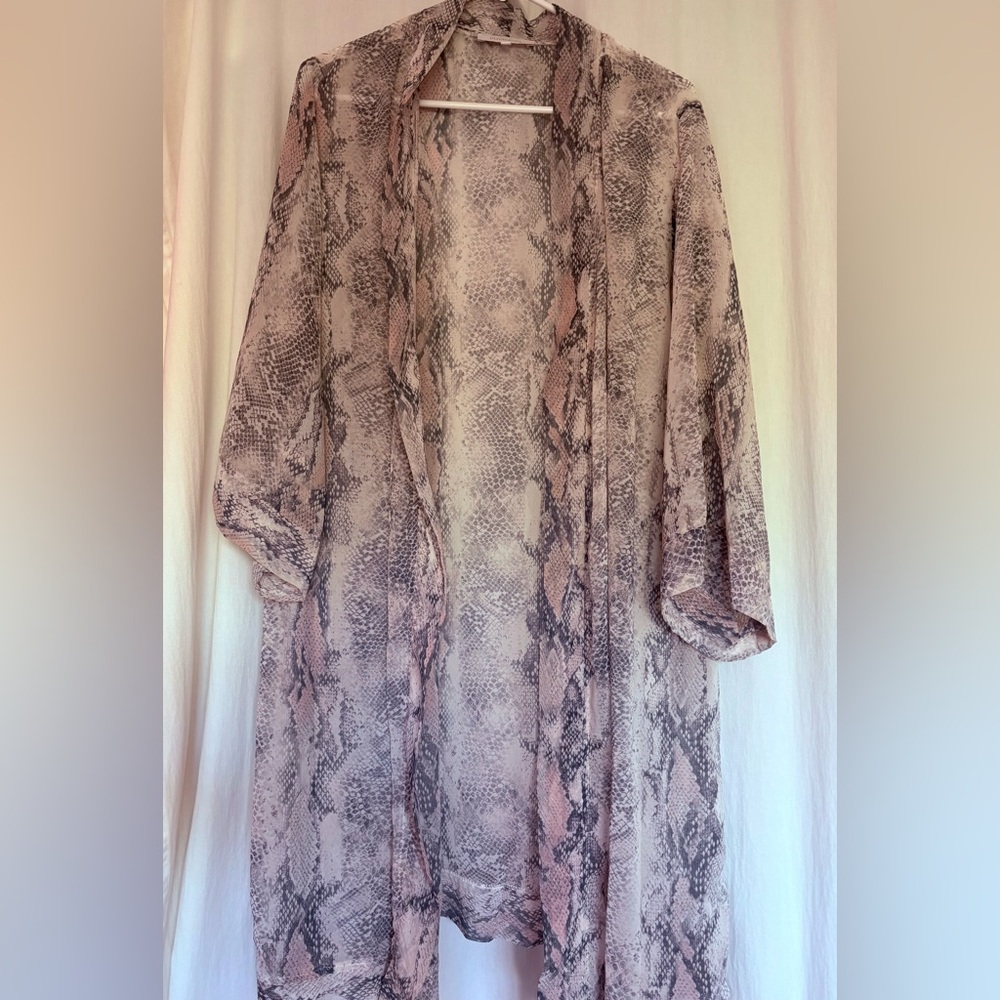 Olivaceous Pink and Gray Snakeskin kimono/swim cover